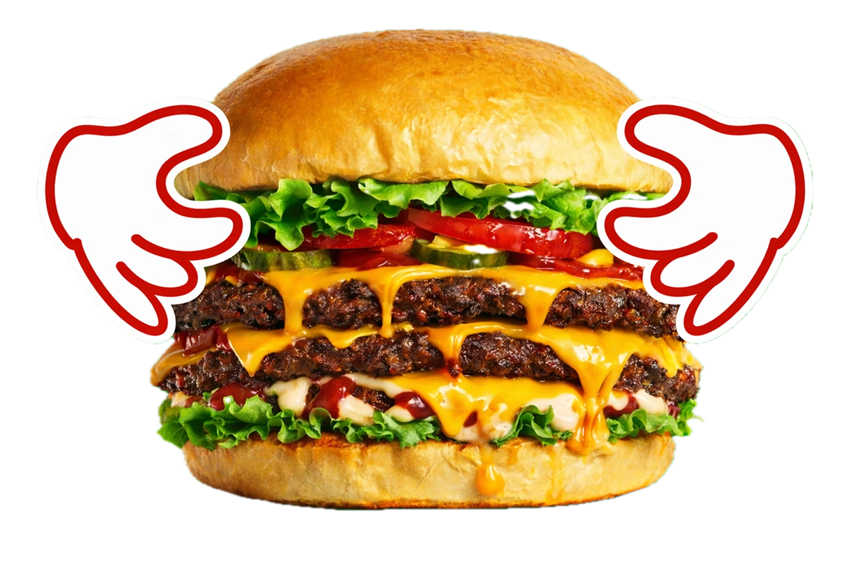 Hands holding burger